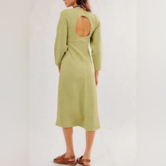 Free People NEW Medium/Large Midi Sweater Dress Gabby Seamless Green - Picture 2 of 5